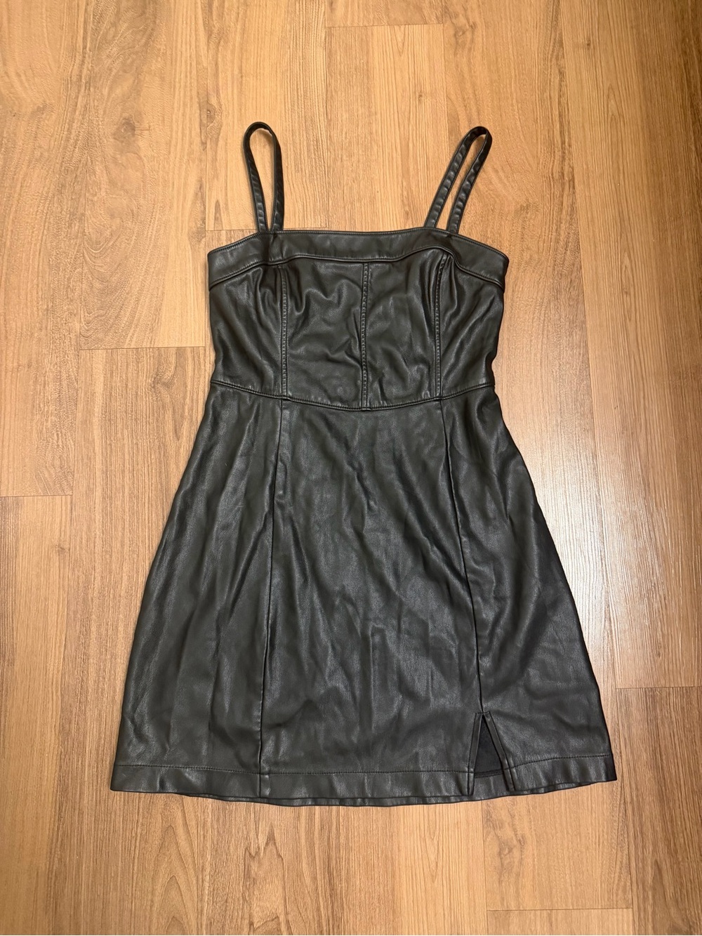 Hollister Black Faux Leather Strapless Dress